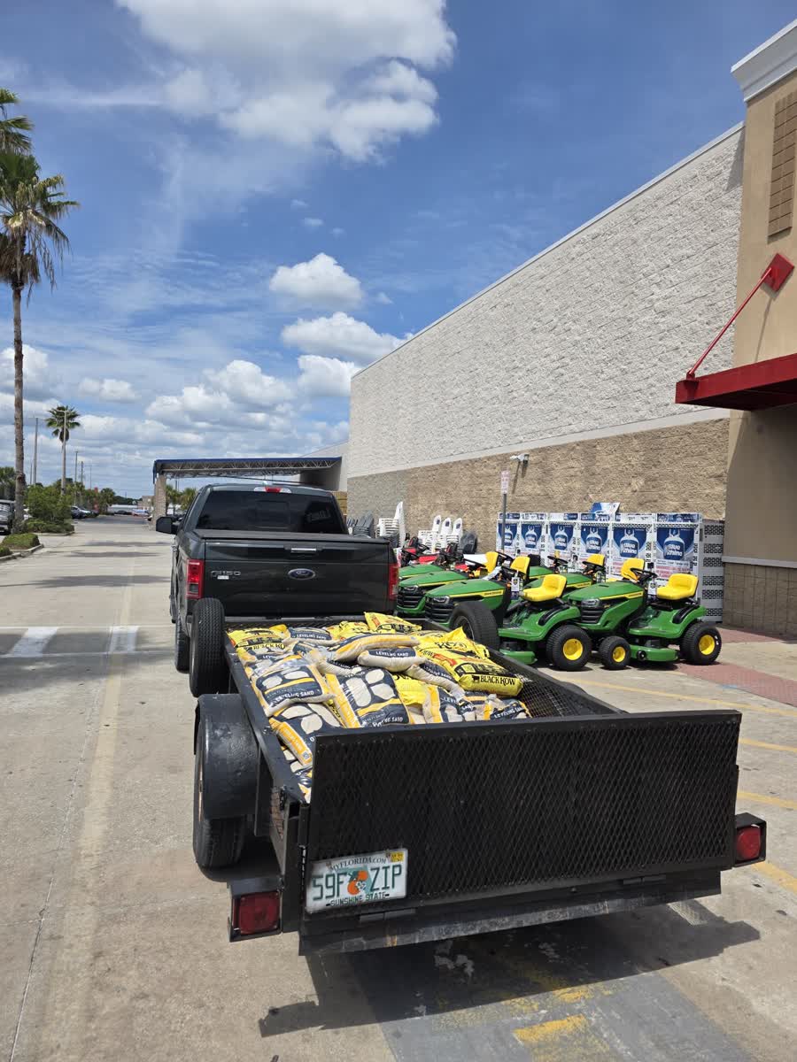 Trailer loaded with palletized material at a warehouse